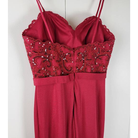 NOX Anabel Sweetheart Sequin Prom Homecoming Maxi Dress Lace Floral Train | S - Picture 9 of 12